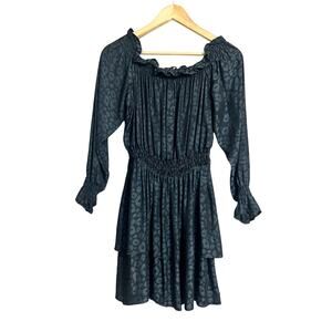 Show Me Your Mumu Black Leopard Ruffled Dress Small